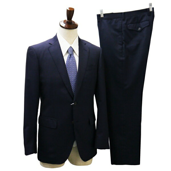 【送料無料】5NA057】THE SUIT COMPANY 2つボタン シングルスーツ YA6 M ダークネイビー ストライプ ストレッチ 本切羽 春秋 合物 152138 【中古】【メンズビジネス】202501