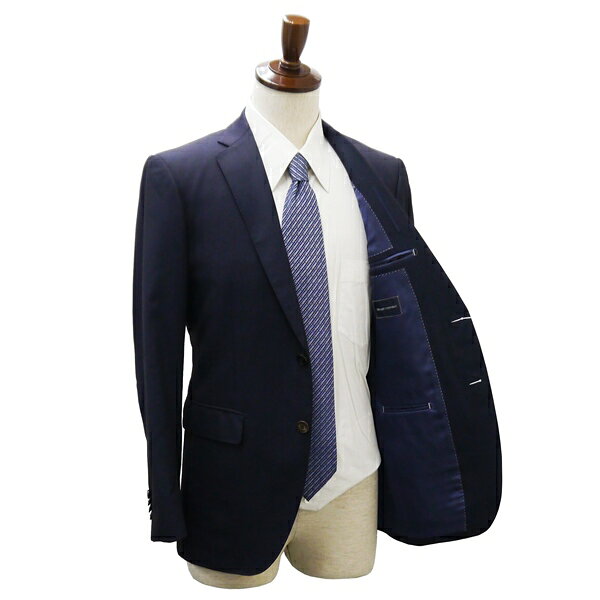 【送料無料】5NA057】THE SUIT COMPANY 2つボタン シングルスーツ YA6 M ダークネイビー ストライプ ストレッチ 本切羽 春秋 合物 152138 【中古】【メンズビジネス】202501