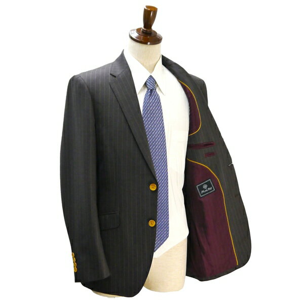 【送料無料】5NA064】Men's Bigi DORMEUIL KRONO 2つボタン シングルスーツ YA8 XL ダークブラウン ストライプ ワンタック 春秋冬 M0163FT02 【中古】【メンズビジネス】202501