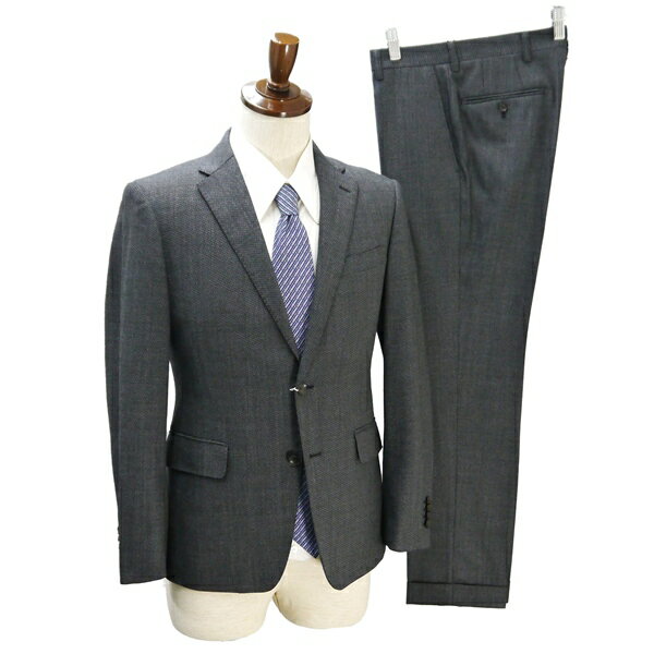 【送料無料】5NB016】PERSON'S FOR MEN 2つボタン シングルスーツ 袖口4つボタン YA4 S ダークグレー 暗灰色 ノータック 本切羽 春秋冬 176003 【中古】【メンズビジネス】202502