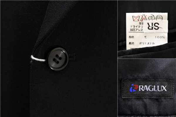 【10％OFF】5ND019】美品 RAGLUX 4つボタン ダブルスーツ 袖口3つボタン A5 M ブラック ワンタック ウエストアジャスター 春秋冬 AJ808 【スーパーSALE】【送料無料】【中古】【メンズビジネス】202504