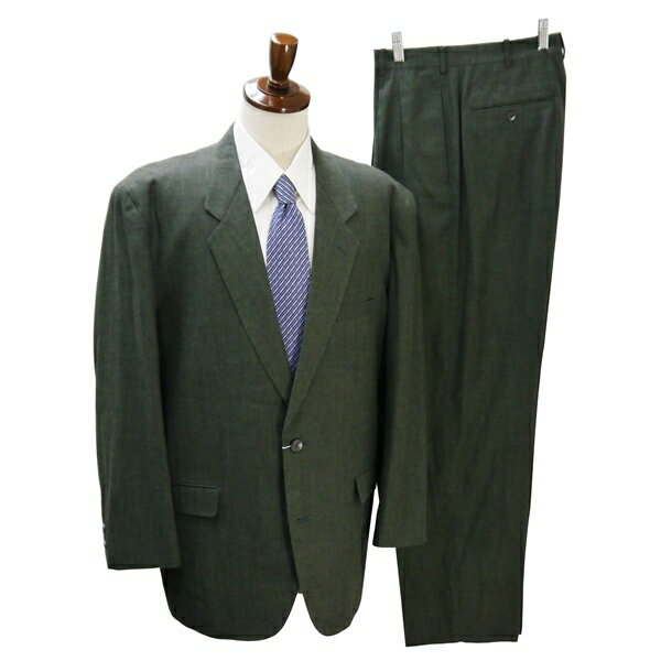 MEN'S MELROSE メンズメルローズ 2つボタン シングルスーツ A7 L ダークグリーン 濃緑色 ツータック 春夏 472T-234 5ND021 【送料無料】【中古】【メンズビジネス】202504