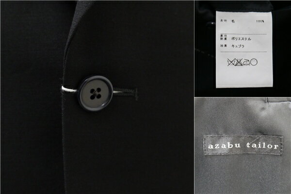 【10％OFF】5ND034】aazabu tailor アザブテーラー 2つボタン シングルスーツ 袖口4つボタン Y8 XL ブラック 黒 ワンタック 春秋冬 【スーパーSALE】【送料無料】【中古】【メンズビジネス】202504