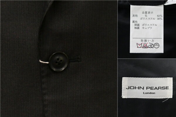 【送料無料】5ND041】JOHN PEARSE 2つボタン シングルスーツ Y4 S ブラウンがかったダークグレー ストライプ ノータック 春秋 合物 259113-29 【中古】【メンズビジネス】202504