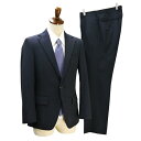 【送料無料】5NE005】GINZA Global Style Technical Worsted Fabric 2つボタン シングルスーツ A5 M ダークネイビー ストライプ 春秋冬 N8-1105 【中古】【メンズビジネス】202505