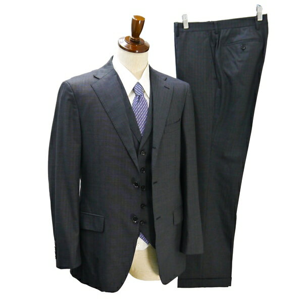 【送料無料】5NE016】JUNKO SHIMDA JS homme 3ピース 段返り 3つボタン シングルスーツ A6 M ダークグレー ストライプ 春秋 合物 G191J112-0 【中古】【メンズビジネス】202505