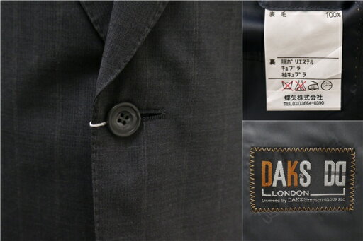 【送料無料】5NE018】DAKS LONDON ダックスロンドン 2つボタン シングルスーツ A6 M グレー 灰色 ストライプ ツータック 春夏 DAW100RFア 【中古】【メンズビジネス】202505