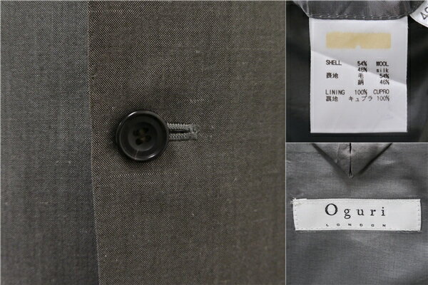 【送料無料】5NE025】Oguri LONDON オグリロンドン 4つボタン シングルスーツ YA7 L ブラウンがかったグレー ノータック 春夏 C-AT1262 【中古】【メンズビジネス】202505