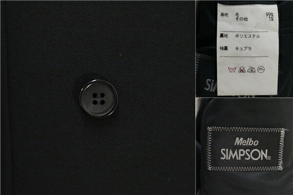 【送料無料】5NF028】Melbo SIMPSON 4つボタン ダブルスーツ 袖口3つ釦 AB7 L ブラック ツータック ウエストアジャスター 春秋冬 8902 17301 【中古】【メンズビジネス】202506