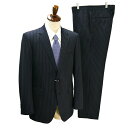 【送料無料】5NF047】Perfect Suit P.S.FA 2パンツ 2つボタン シングルスーツ A6 M ダークグレー ストライプ ノータック 春秋冬 TC430284-88N 【中古】【メンズビジネス】202506