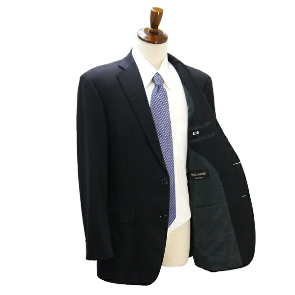 【送料無料】5NG005】BELLUMORE Royal Wool 2つボタン シングルスーツ A7 L ダークグレー 暗灰色 ストライプ ツータック 春秋冬 G1121227-1 【中古】【メンズビジネス】202507