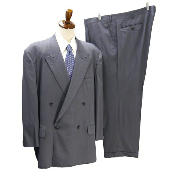 【10%OFF】5NG073】MARTINO UOMO 4つボタン ダブルスーツ K7 5L グレー系 灰色系 ストライプ ツータック 大きいサイズ 春秋 合物 C-TK464 【スーパーSALE】【送料無料】【中古】【メンズビジネス】202507