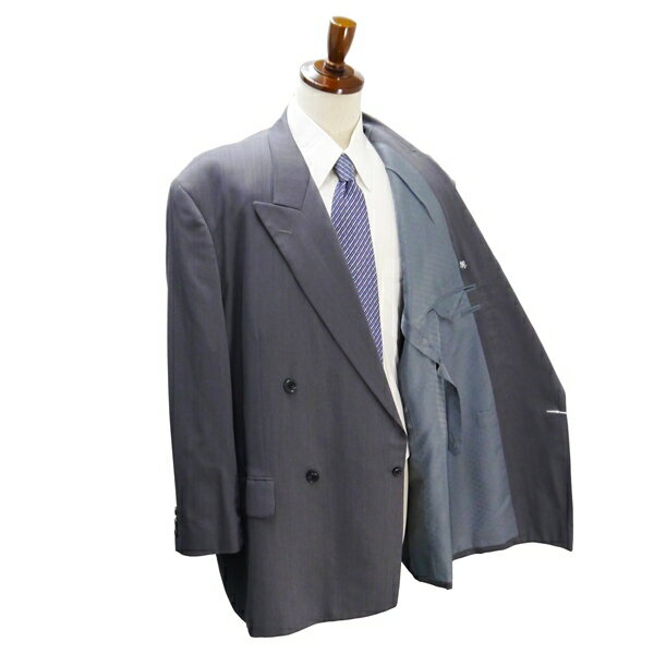 【10％OFF】5NG073】MARTINO UOMO 4つボタン ダブルスーツ K7 5L グレー系 灰色系 ストライプ ツータック 大きいサイズ 春秋 合物 C-TK464 【スーパーSALE】【送料無料】【中古】【メンズビジネス】202507