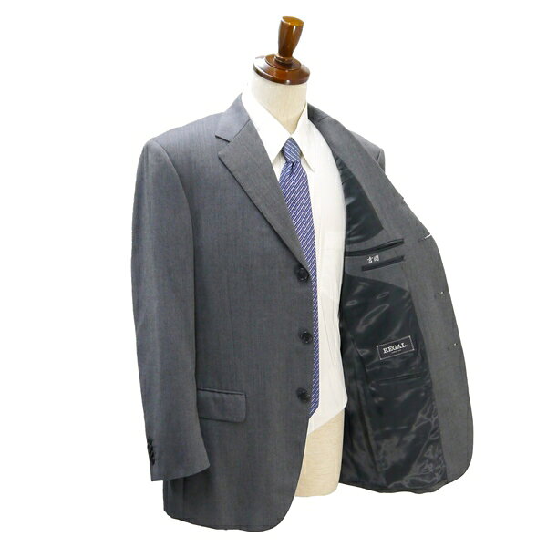 REGAL 3つボタン シングルスーツ 袖口4つボタン AB6 L グレー 灰色 シャドーストライプ ツータック 春秋冬 185083 5NG098 【送料無料】【中古】【メンズビジネス】202507