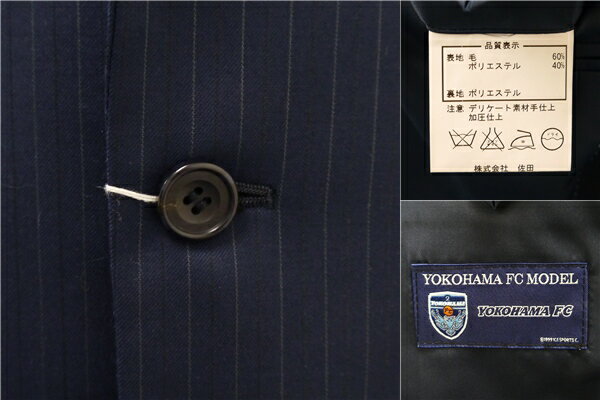 5NG100】SADA YOKOHAMA FC MODEL サダ 2つボタン シングルスーツ AB6 L ダークネイビー 濃紺 ストライプ ノータック 春秋冬 23 【中古】【メンズビジネス】202507