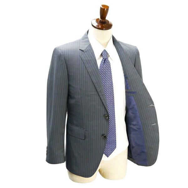 Perfect Suit P.S.FA 2つボタン シングルスーツ 袖口3つボタン A4 S グレー ストライプ ノータック 春夏 IC520255-15 5NG110 【送料無料】【中古】【メンズビジネス】202507