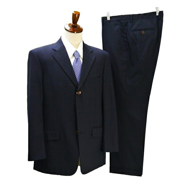 5NG124】Tailor Made by KOICHI NAKANISHI 3つボタン シングルスーツ BB6 L ダークネイビー ウインドペ..