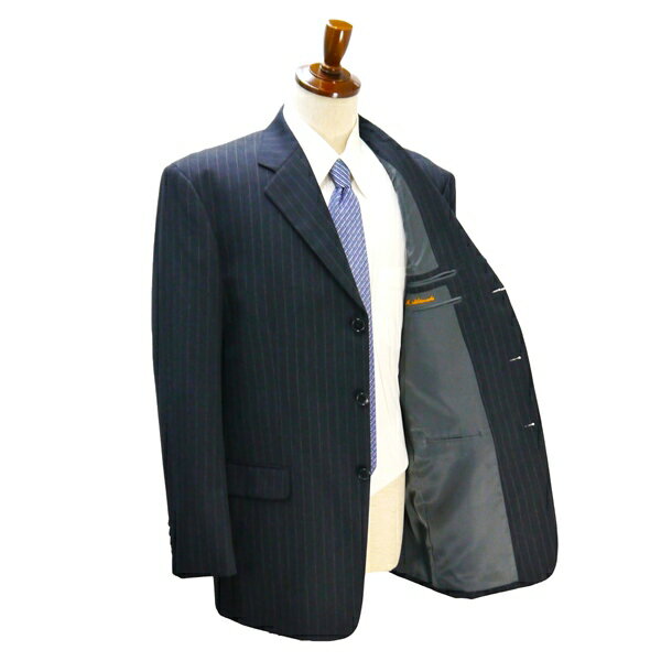 5NG126】RUSSELL AV. 3つボタン シングルスーツ 袖口4つボタン AB8 XL ダークグレー ストライプ ツータック 春秋冬 N57335 【中古】【メンズビジネス】202507