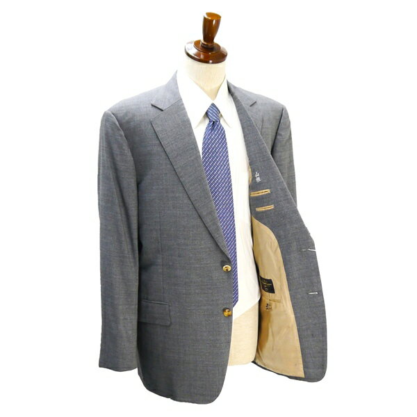 HENRY POOLE イタリア製カノニコ 2つボタン シングルスーツ BB7 XL グレー 灰色 ワンタック 本切羽 春秋 合物 9661064 5NH004 【中古】【メンズビジネス】202508