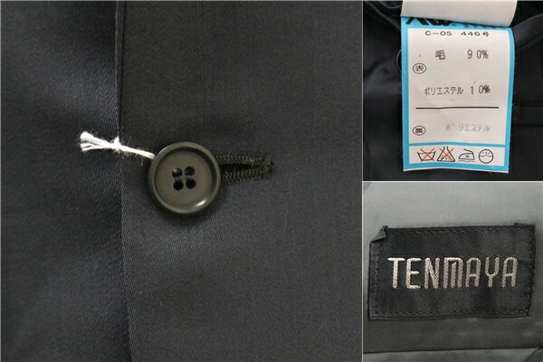 TENMAYA テンマヤ 4つボタン ダブルスーツ 袖口3つボタン BB4 M ダークグレー 暗灰色 ツータック 春秋 合物 5NH018 【送料無料】【中古】【メンズビジネス】202508