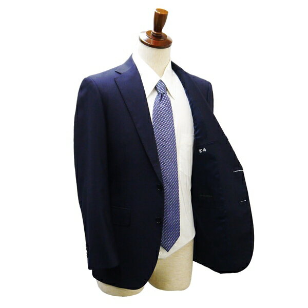 HILTON 2つボタン シングルスーツ 袖口4つボタン A5 M ダークネイビー ストライプ ノータック 本切羽 春秋冬 A17V5492 5NH025 【送料無料】【中古】【メンズビジネス】202508