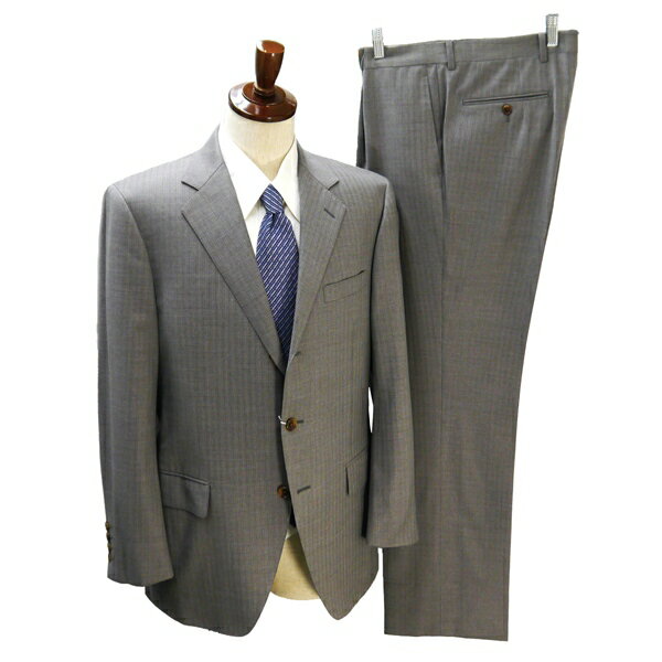 ダーバン Loro Piana 段返り 3つボタン シングルスーツ AB6 L グレー 灰色 チェック ワンタック 春秋冬 A511311-84-001 5NH033 【中古】【メンズビジネス】202508