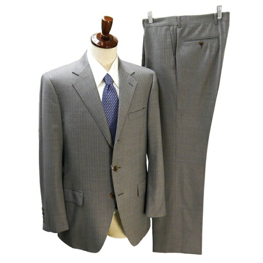 ダーバン Loro Piana 段返り 3つボタン シングルスーツ AB6 L グレー 灰色 チェック ワンタック 春秋冬 A511311-84-001 5NH033 【中古】【メンズビジネス】202508