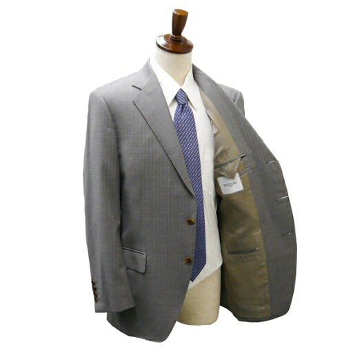 ダーバン Loro Piana 段返り 3つボタン シングルスーツ AB6 L グレー 灰色 チェック ワンタック 春秋冬 A511311-84-001 5NH033 【中古】【メンズビジネス】202508