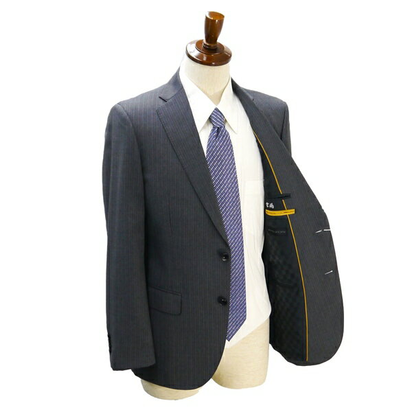 HILTON ANGELICO 2つボタン シングルスーツ 袖口4つボタン A5 M グレー ストライプ ノータック 本切羽 春夏 131081 5NH047 【中古】【メンズビジネス】202508