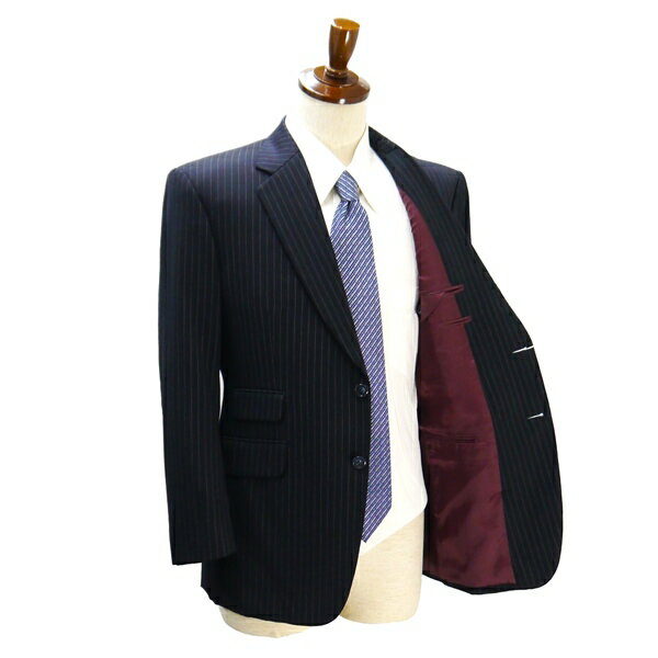 【25％OFF】Tailor's Heart&Hand by HANABISHI 2つボタン シングルスーツ BB4 M ダークネイビー ストライプ ワンタック 春秋 合物 29829 5NI040 【スーパーSALE】【送料無料】【中古】【メンズビジネス】202509