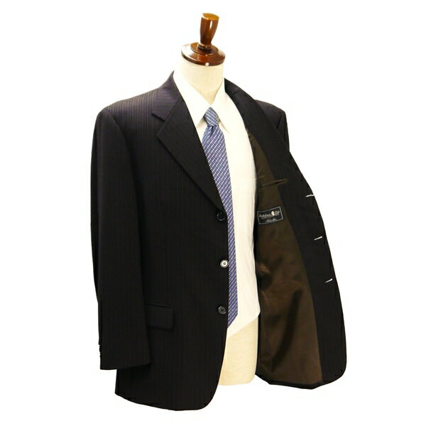 Baker St. Sherlockians' Club 3つボタン シングルスーツ A6 M ダークブラウン ストライプ ツータック 春秋冬 PM4-92-722-58 5NI046 【中古】【メンズビジネス】202509