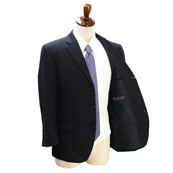 DANKAN Lanificio T.G. di Fabio 3つボタン シングルスーツ BB3 S ダークグレー 暗灰色 ストライプ ノータック 春秋 合物 5NJ061 【中古】【メンズビジネス】202510