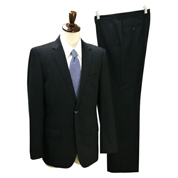 MAJI 2つボタン シングルスーツ 袖口4つボタン A7 L ダークグレー シャドーストライプ ノータック 春夏 M1013170-0 5NJ063 【中古】【メンズビジネス】202510