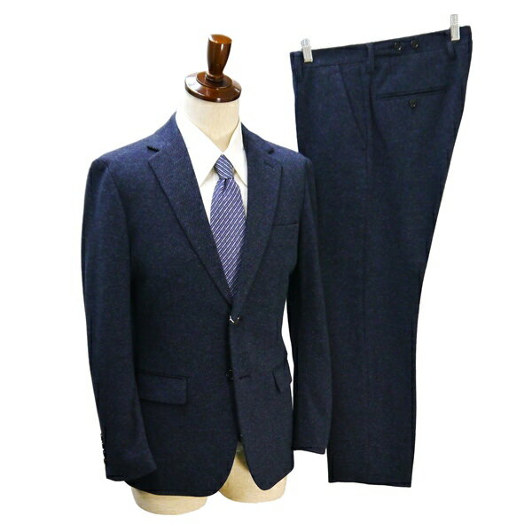 【10％OFF】美品 BISHU 2つボタン シングルスーツ 袖口4つボタン A6 M ダークネイビー 濃紺色 ストライプ ノータック 春秋冬 820187 5N..