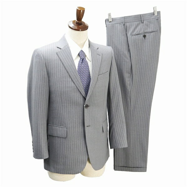 Moncada 2つボタン シングルスーツ 袖口4つボタン A4 S 明るめのグレー 明灰色 ストライプ ノータック 春秋 合物 430 6NA108 【送料無..