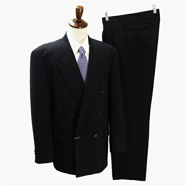 KNIZE&yock クニーゼ&ヨーク 6つボタン ダブルスーツ 袖口3つ釦 A8 XL ブラック ツータック フォーマル 春秋冬 153838 6NB035 【送料無料】【中古】【メンズビジネス】202602