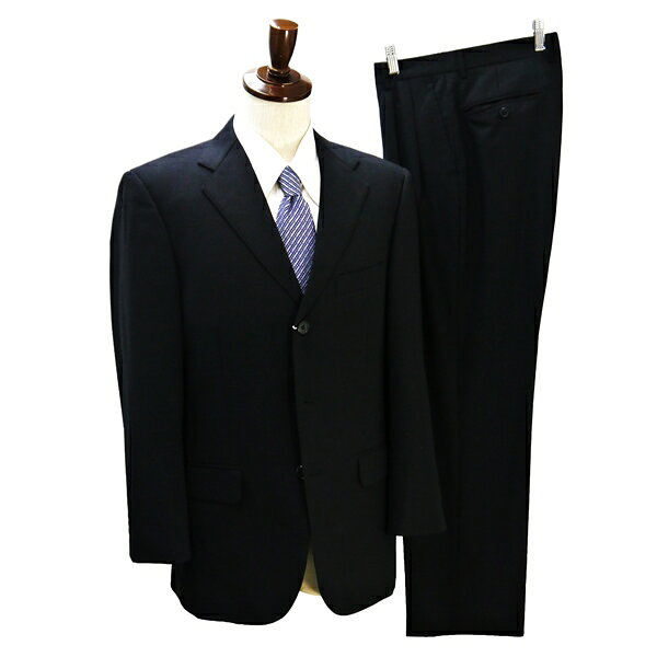 REGAL リーガル 3つボタン シングルスーツ 袖口4ボタン A5 M ブラック 黒色 ツータック 春夏 G55211-A 6NB046 【送料無料】【中古】【メンズビジネス】202602