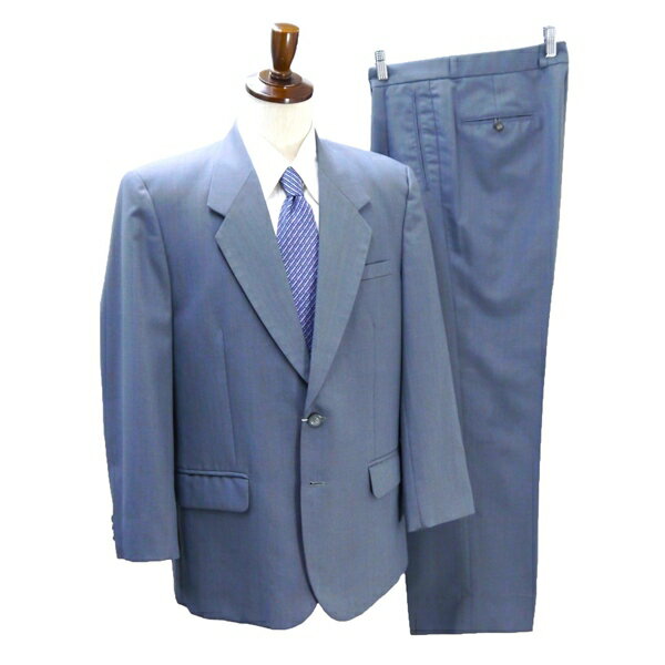 Classic CREATIONS 2つボタン シングルスーツ 袖口3つボタン AB5 M ブルーグレー グレンチェック ツータック 春秋 合物 6NC002 【送料無料】【中古】【メンズビジネス】202603