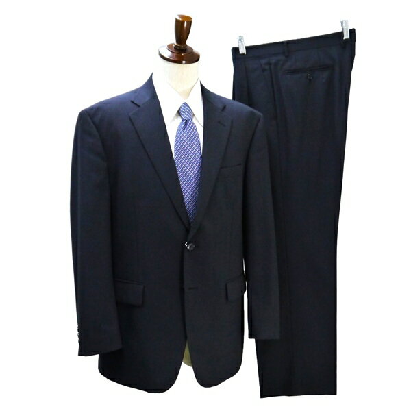 FARAGO 2つボタン シングルスーツ 袖口3つボタン AB6 L ダークネイビー 濃紺色 ストライプ ツータック 春夏 811211 6NC029 【送料無料】【中古】【メンズビジネス】202603