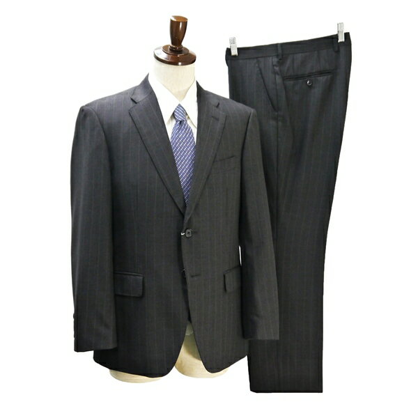 Le Chic JOHN FOSTER 2つボタン シングルスーツ AB5 M ダークグレー 暗灰色 ストライプ ノータック 春秋冬 F015180 6NF130 202606