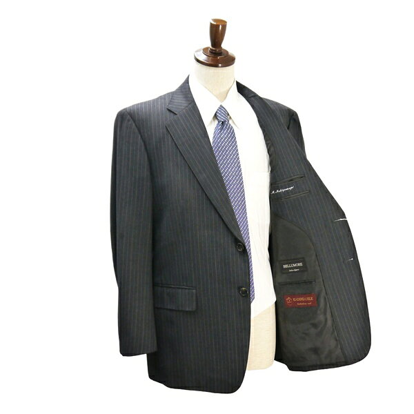 CODE STYLEのBELLUMORE KADINIA SILK 2つボタン シングルスーツ BB6 L ダークグレー ストライプ ツータック ゆったり 春秋冬 T0621107-1 6NG029 【送料無料】【中古】【メンズビジネス】202607｜アングル2