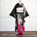 【レンタル】【成人式用】 振袖 フルセット 正絹 適応身長161-176cm 黒 bk-029-s
