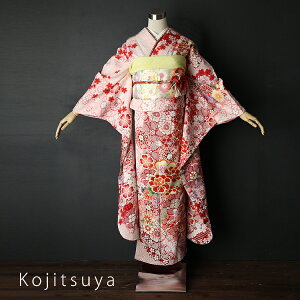 【レンタル】 振袖 フルセット 正絹 適応身長155-170cm 白 wh-026バーゲン