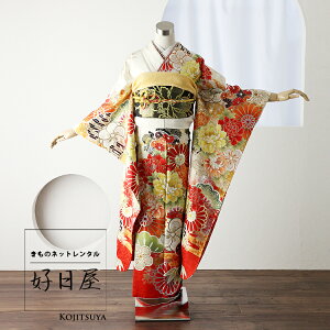 【レンタル】 振袖 フルセット 正絹 適応身長151-166cm 白 wh-035ネット予約