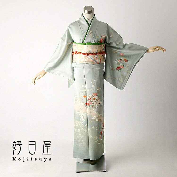 【レンタル】訪問着 フルセット 正絹 適応身長156〜171cm h-064