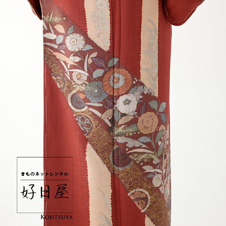 【レンタル】訪問着 フルセット 正絹 適応身長145~160cm h-120