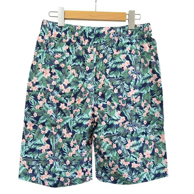 ショートパンツ ハーフパンツ メンズ すっきり シルエット 南国 ビーチ カラフル イージー グリーン 緑 植物 総柄 花柄 ハワイ 綿 コットン100% ジュニア キッズ サマー ファッション 夏物 エスニック 部屋着 スポーツ 中国製