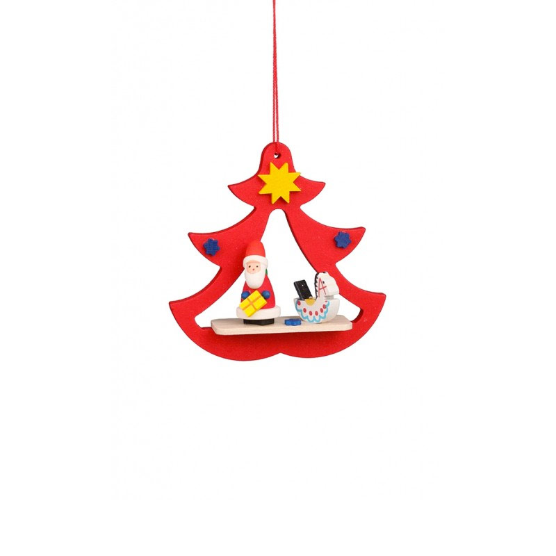 CHRISTIAN ULBRICHT/ウルブリヒト☆オーナメント☆ ドイツの木工芸品 クリスマスツリー 装飾 ザイフェン マスコット 本場 雑貨 プレゼント 贈り物 かわいい Santa In Tree Ornament 100889