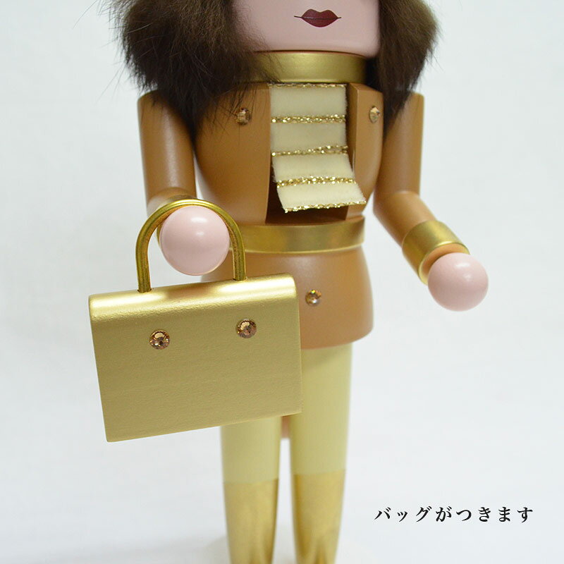 DREGENO ナッツクラッカー ウーマン 珍しい女性のくるみ割り人形 オレンジ ハンドバッグ着脱可能 H27cm ドイツ ザイフェン 11219347 [2]