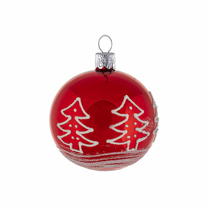Rakuten - チェコORNEX製 ガラスボール 7cm ツリー レッド クリスマス オーナメント 飾り/装飾/キラキラ/ツリー/ヨーロッパ/本場